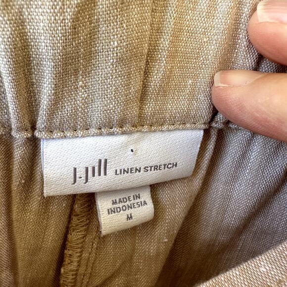 J. Jill Linen Stretch Sz M Cropped Pants Flax/Khaki with Ankle Button Details - Picture 6 of 7